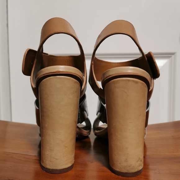 Sam Edelman Nude and Metallic Silver Chunky Heels - Picture 3 of 5
